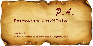 Petrovits Antónia névjegykártya